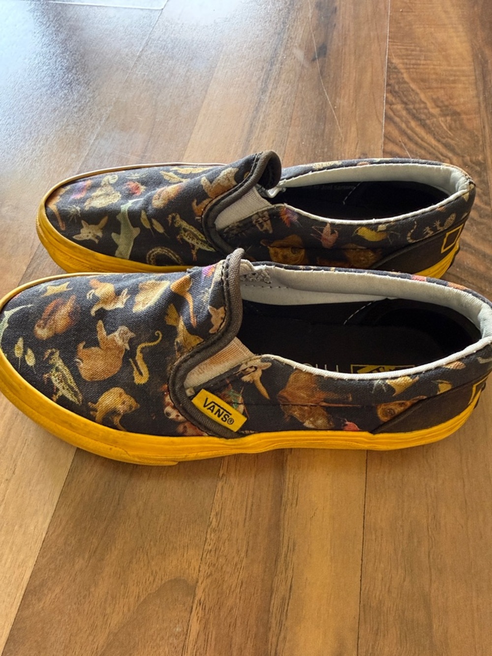 Vans Kids Slip-On Animal Print Canvas Sneakers - Black & Yellow - Picture 3 of 5